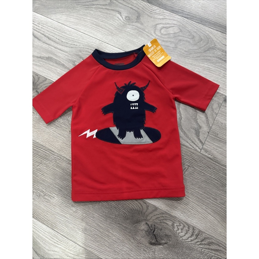 NWT 2017 Gymboree Swim Shop Monster Skate Board Rash Guard Top Boys 18-24 M
